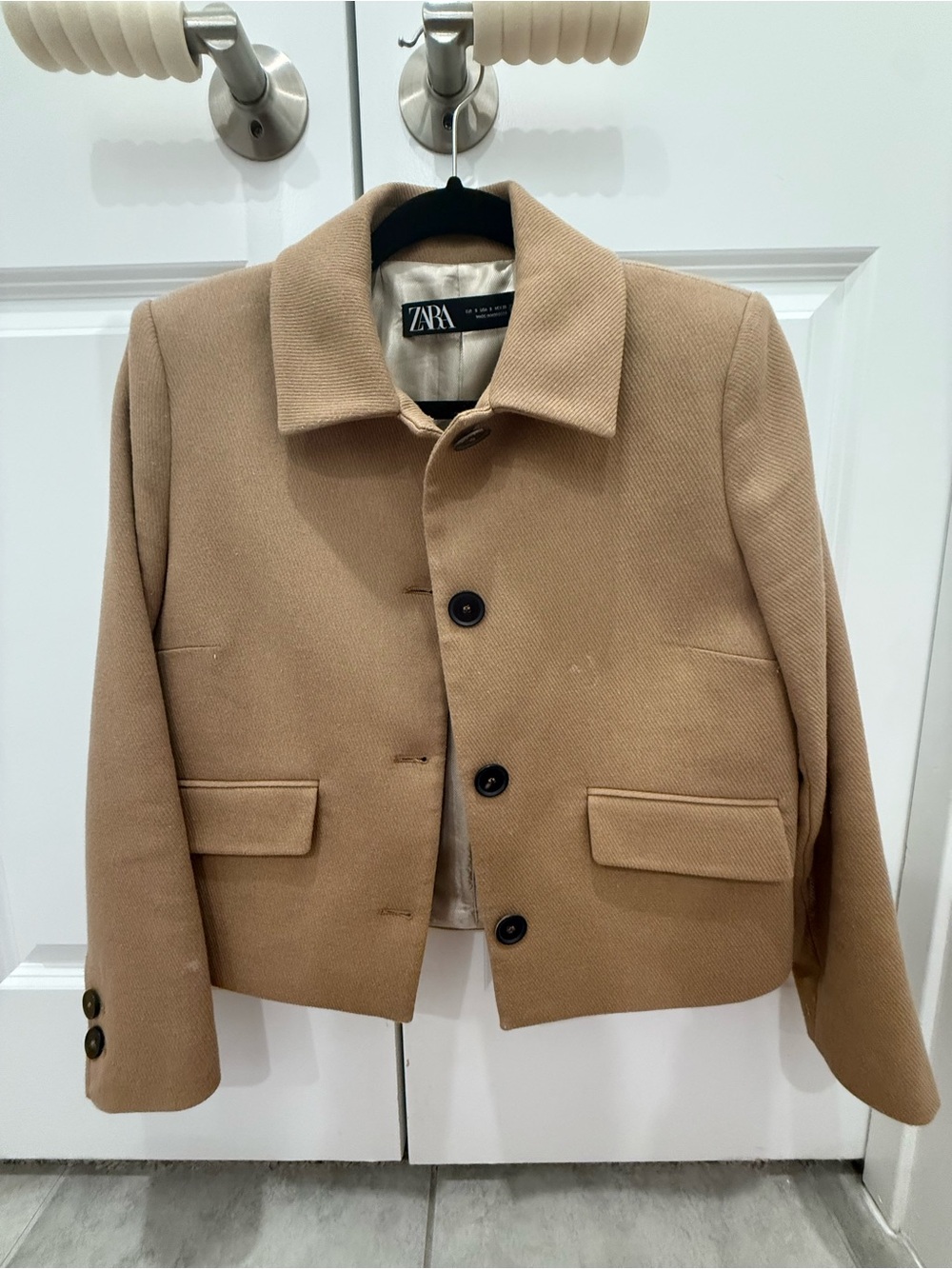 Zara Camel Cropped Blazer Jacket